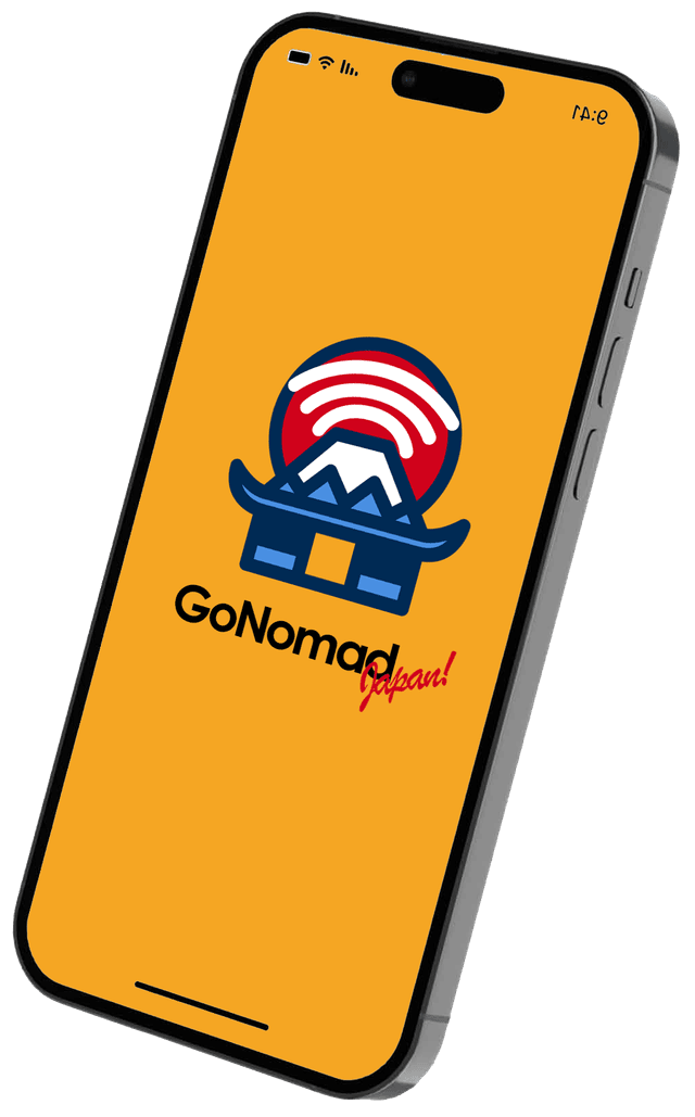Photo of the GoNomad Japan App running on an iPhone